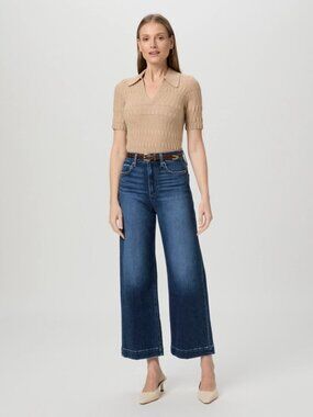 Paige Anessa Cropped Wide Leg Jean in Foreign Film Blue Size 18W EUC $249 MSRP